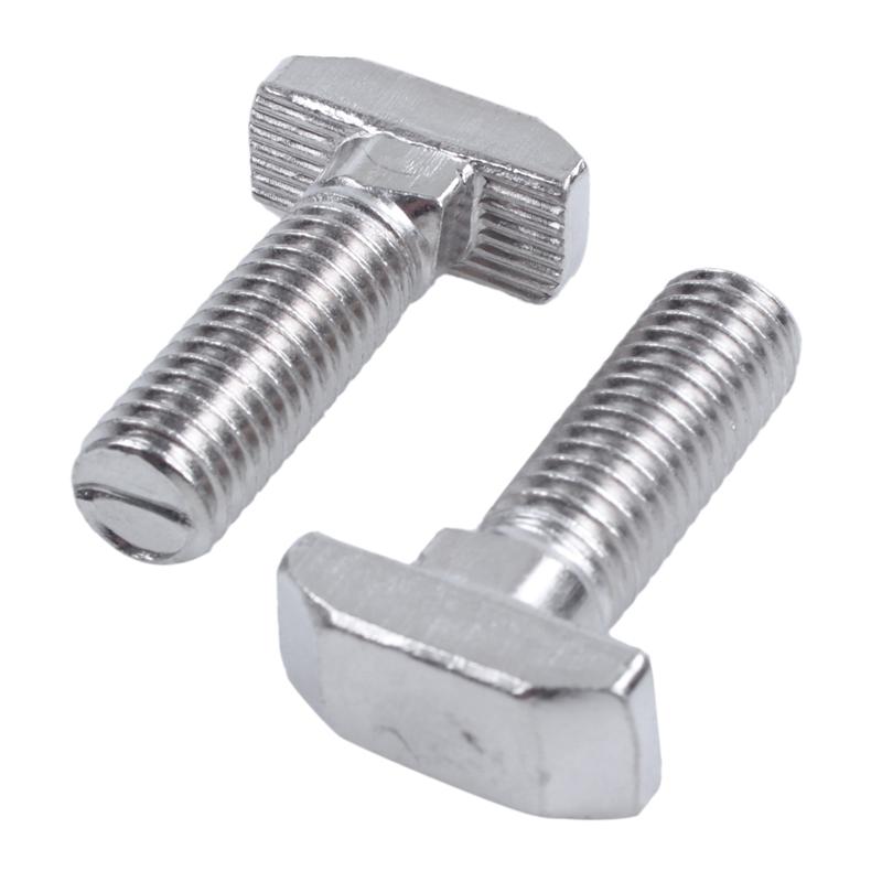 CYCLI-M8 Thread T-Slot Drop-In Stud Sliding Screw Bolt Silver Tone 30Pcs