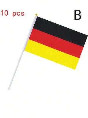 Festival Supplies 10pcs Hand Flags of Various Countries with Small Polyester Flags Decorated with Plastic Flagpoles