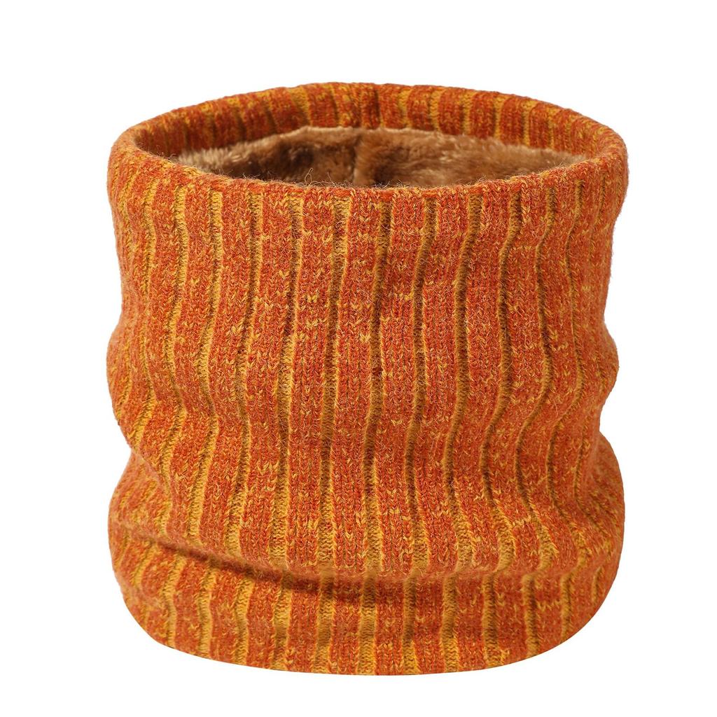 Men and Women's Autumn and Winter Solid Thicken Warm Neck Gaiter Couple's Fashion Striped Knitted Woolen Fleece Lined Neck Warmer