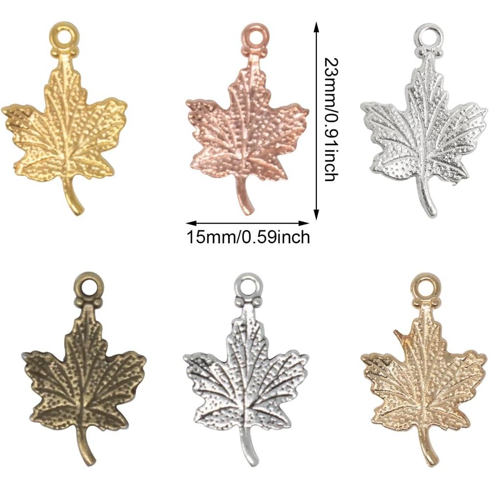 90Pcs Vintage Maple Leaf Autumn Charms, 6 Colors Alloy Fall Pendants DIY Jewelry Making Supplies For Earrings Necklaces Bracelets