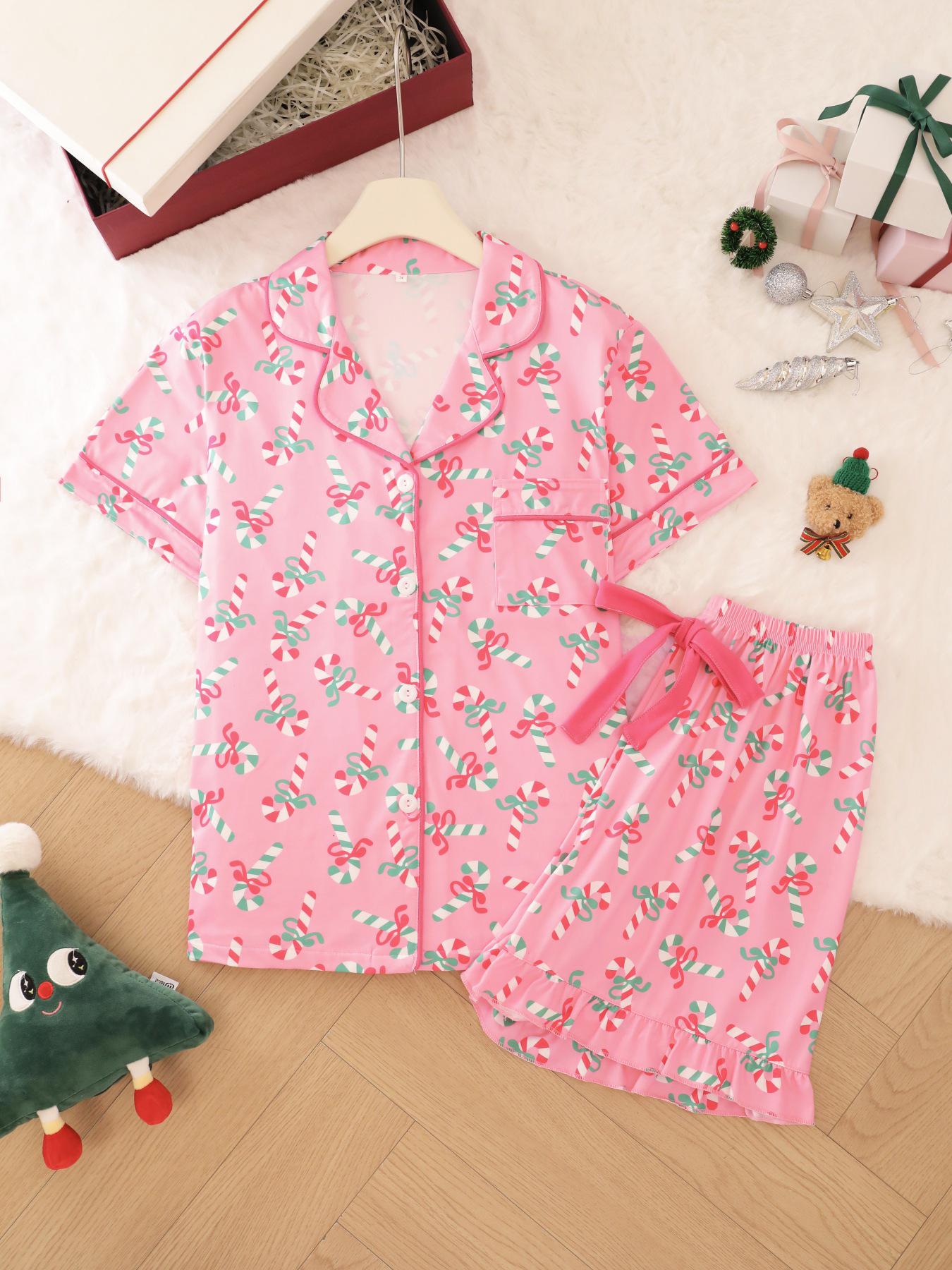 

Пижамный комплект в европейском и американском стиле в полоску с коротким рукавом - Удобная, прохладная, дышащая домашняя одежда S