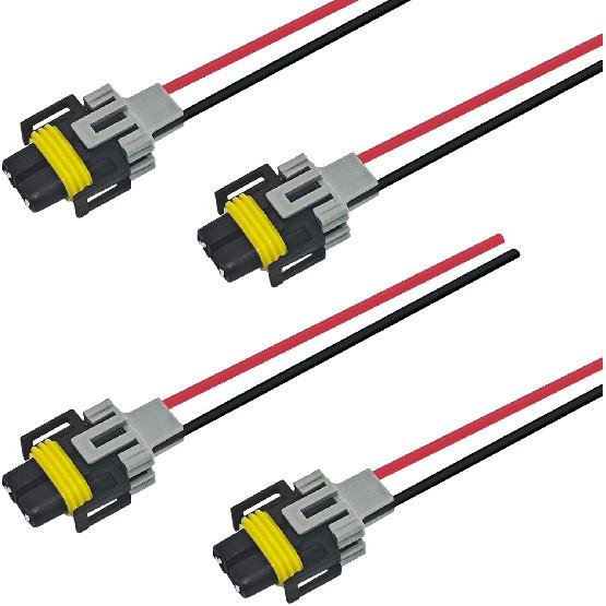 H8 H9 H11 Fog Light Wiring Harness Connector Plug Kit, Fog Light Connector Plug H11 Pigtail Connectors Sockets Adapter, Pigtail Adapter Plug with