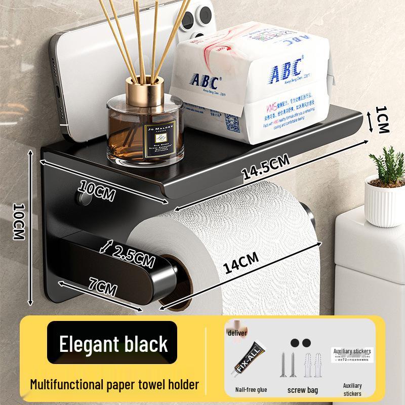 Wall-Mounted Waterproof Toilet Paper Holder with Storage