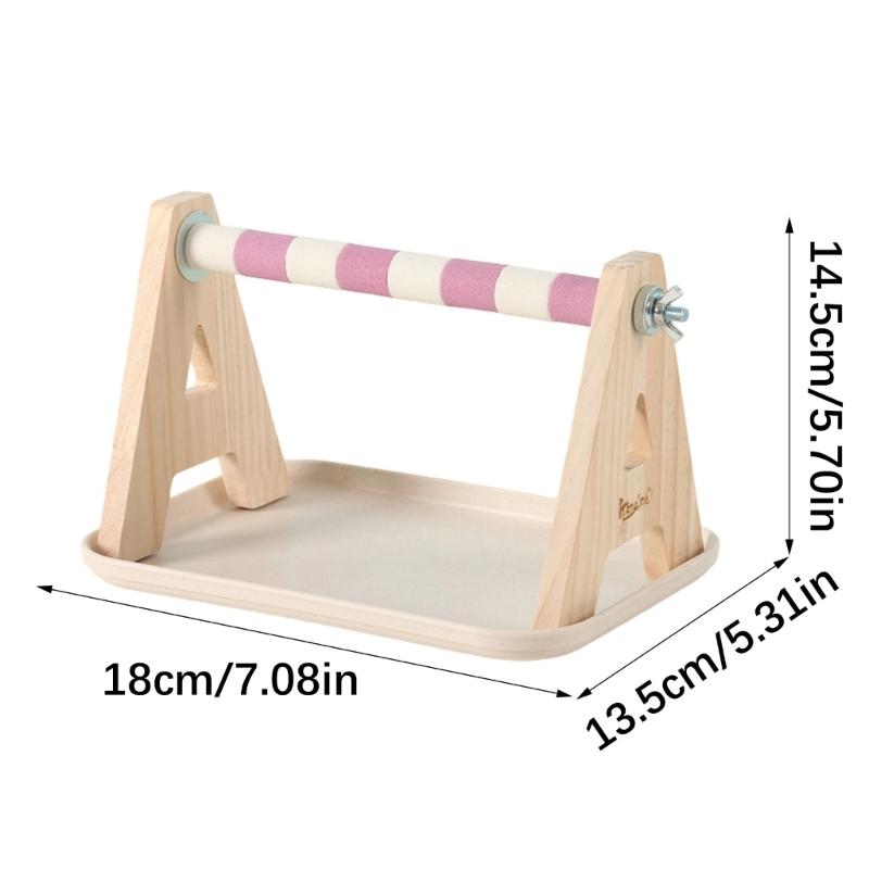 Solid Wood Parrots Resting Perch Sanded Surfaces Design Trimming Stand For Nail Beak Trimming And Interaction Activity Toy