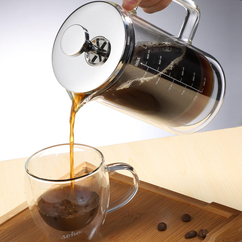 Double Layer French Press Filter Pot Coffee Filter Coffee Press Borosilicate Glass Pot Glass Tea Machine Coffee Pot