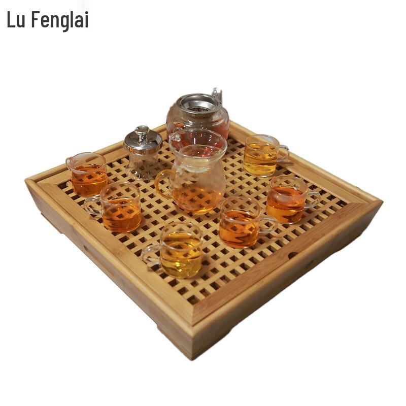 High Borosilicate Glass Kung Fu Tea Set with Bamboo Tray