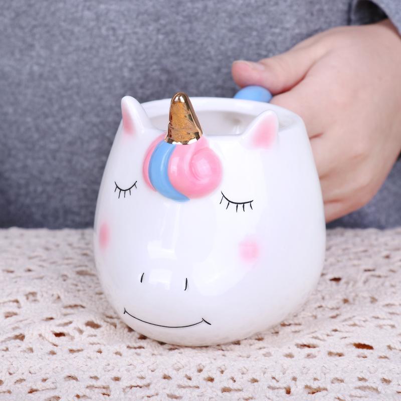1 Stück Einzigartiges Regenbogen-Einhorn-Design 10oz Keramiktasse Handbemalte Kaffee- Kakao-Tasse für Kinder Jungen & Mädchen Einhorn-Partys