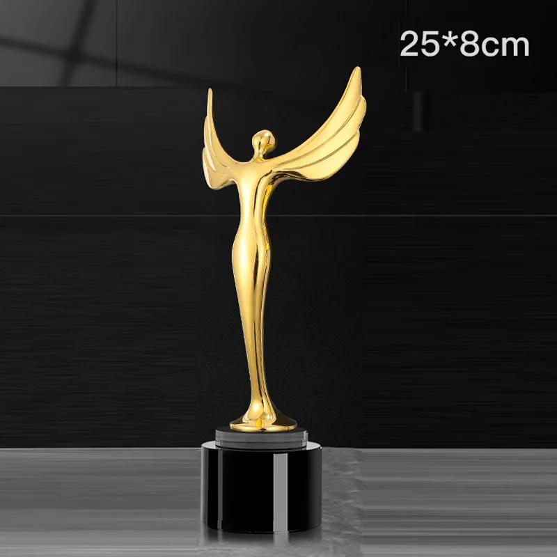 Customized, Crystal Base Metal Trophy, Gold
