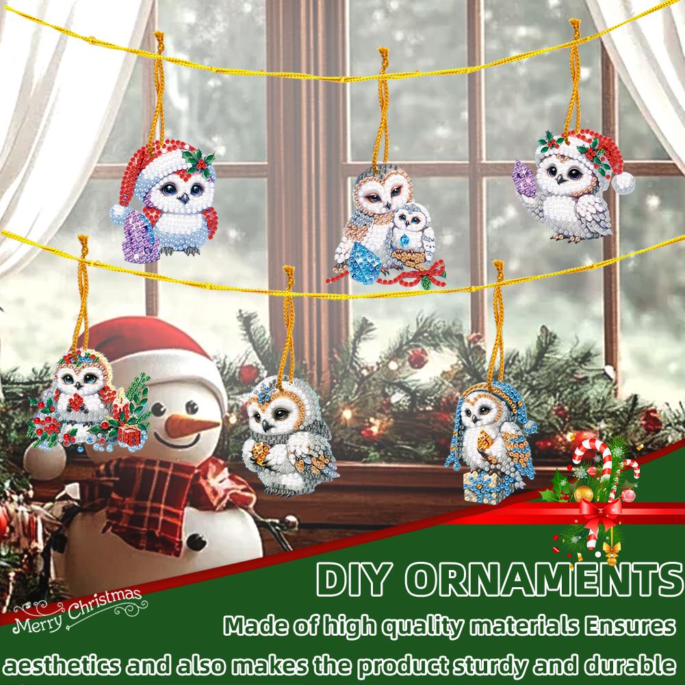 6pcs Xmas 2D Flat DIY Special Shape Rhinestone Diamond Art Window Pendants Diamond Art Pendant Wall Decor for Home & Windows