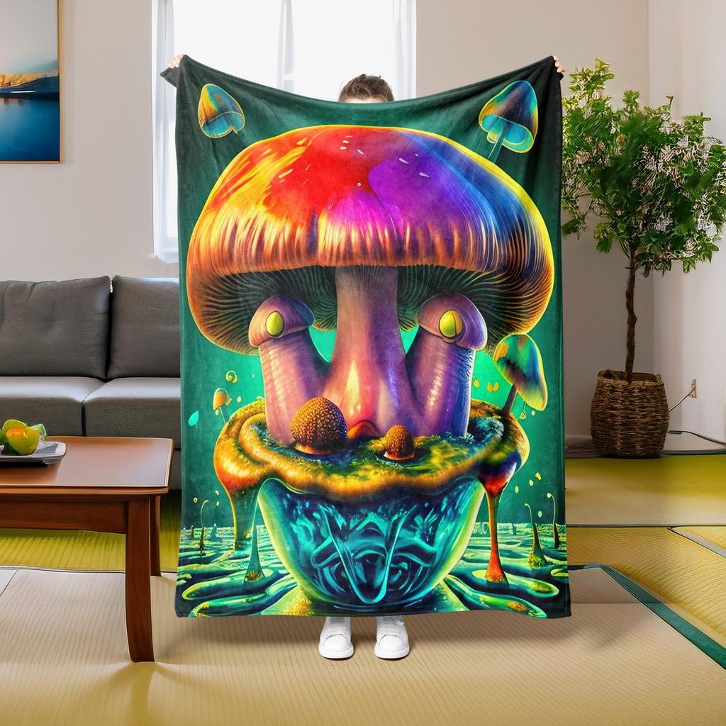1PC Throw Fantasy Mushroom Flannel Blanket Forest Mushroom arts Bohemia style Soft thin Blankets for Home Car Camping Nap Picnic