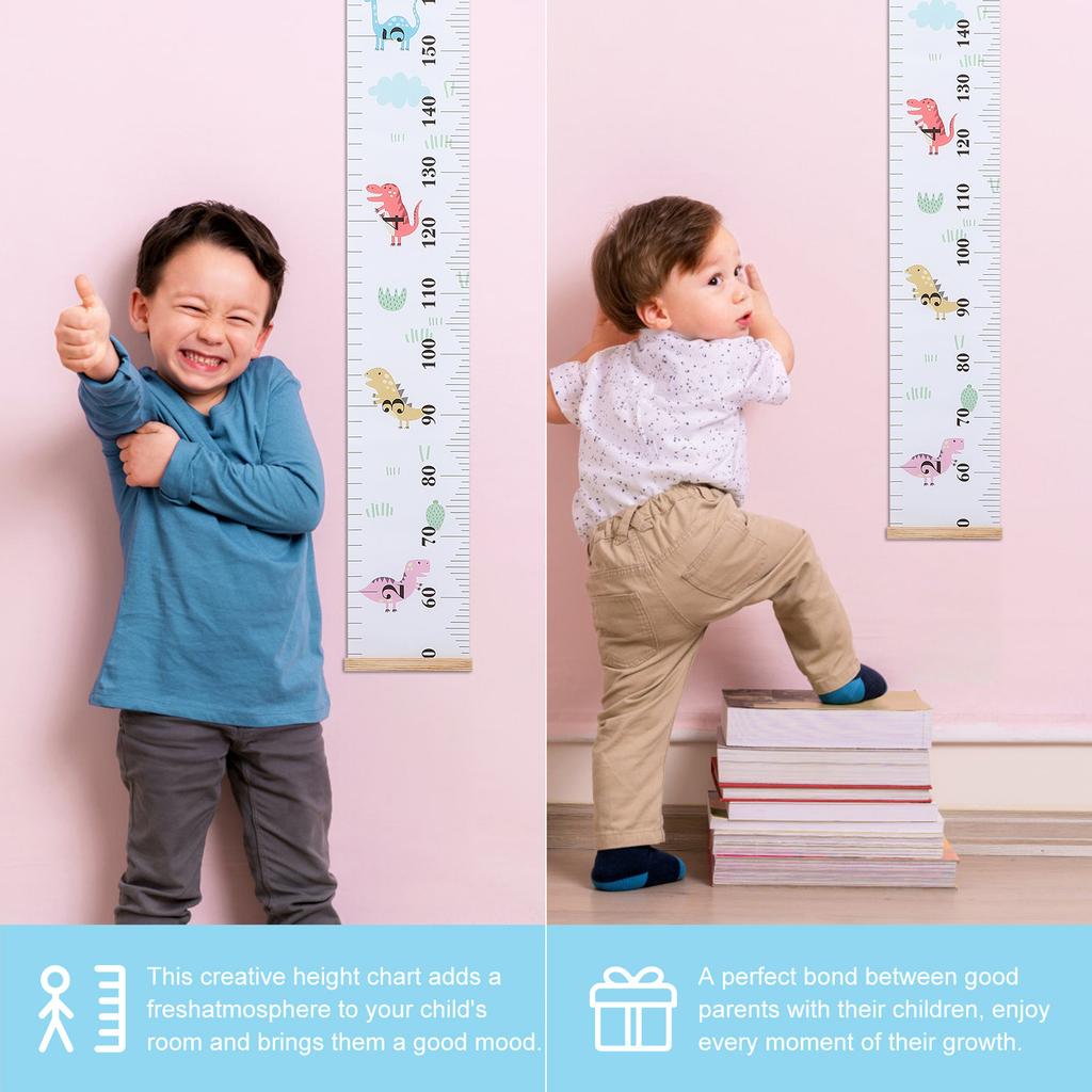 Children Height Wall Ruler Growth Chart for Kids Measurement Tool Room Decor Canvas Wood Ruler