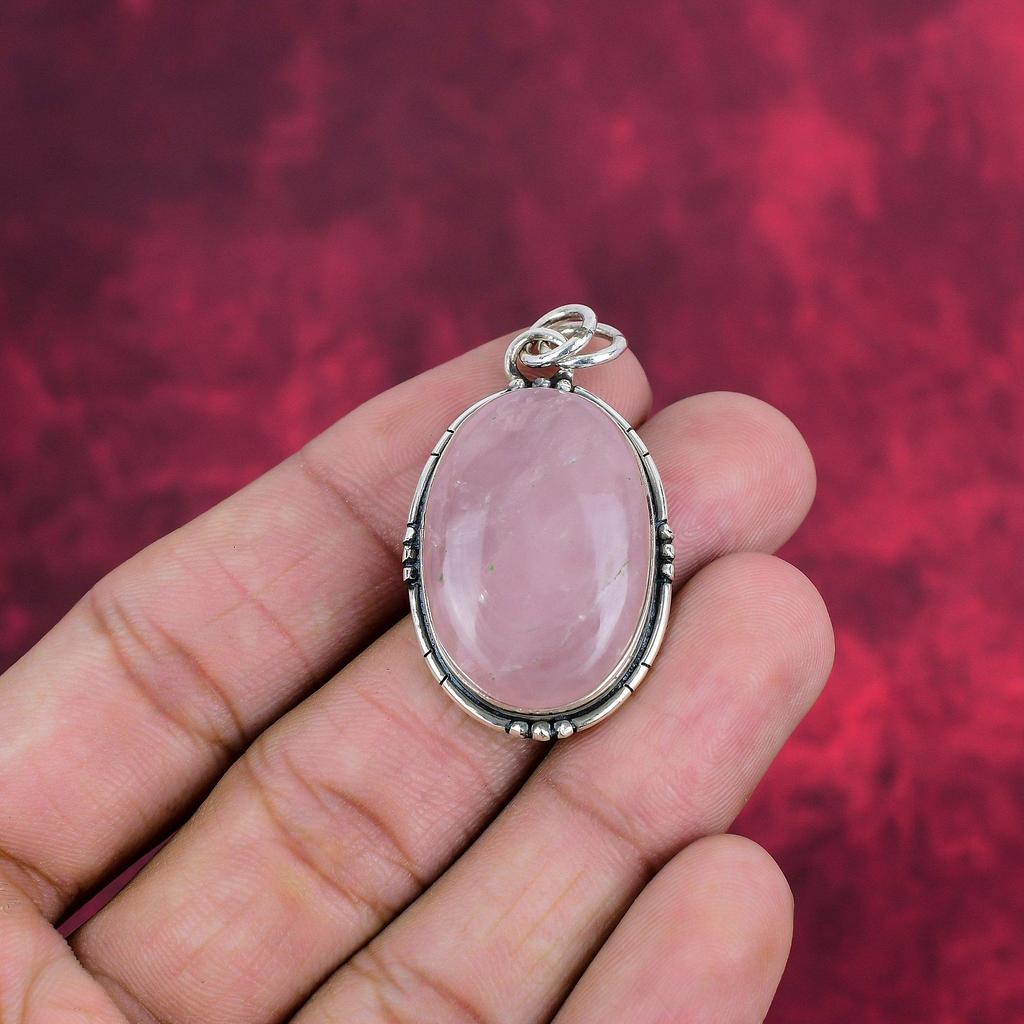 Rose Quartz Jewelry, 925 Solid Sterling Silver Pendant Handmade Gemstone Jewelry, Gifts For Wife Brand New Pendant