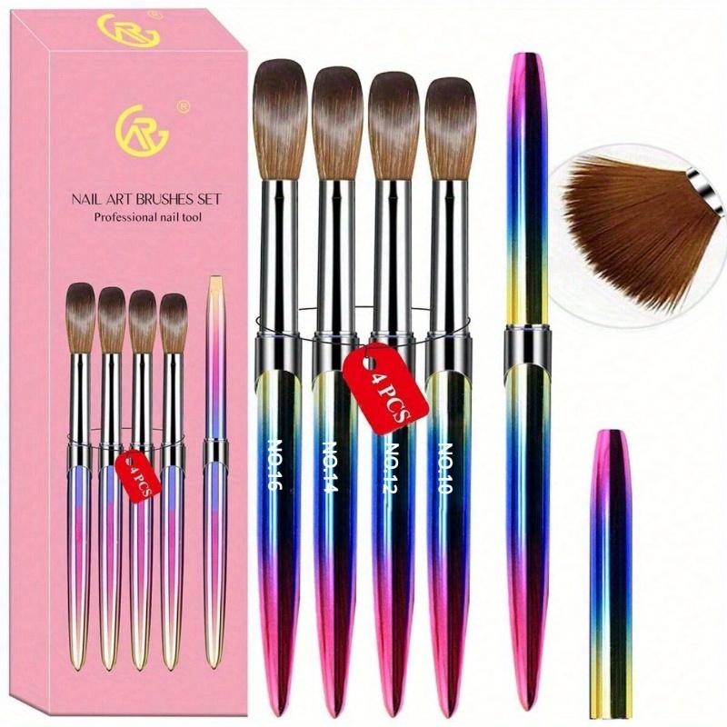 4Pcs Acrylic Nail Brush Set Acrylic Powder Brush Poly Extension Gel Brush Nail Polish Carving Pen for Women Home Solon Diy Nail Art Brushes Nail Pen
