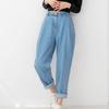 Jeans for Women Baggy Fit Elastic Waist Light Blue Denim Pants Date Outfits Korea Fashion