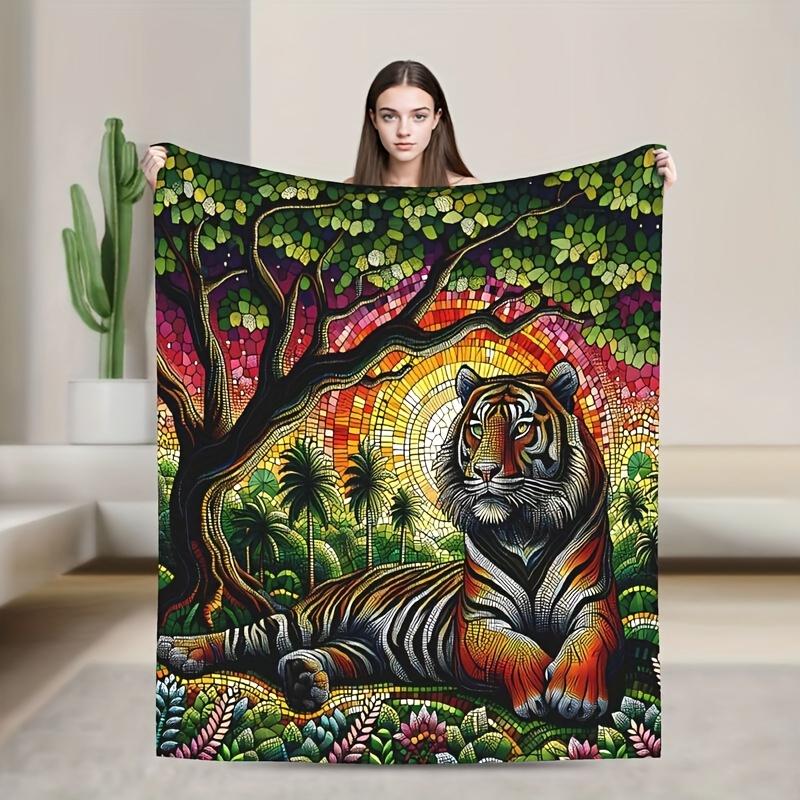 A Flannel Blanket With AnOwl Pattern OnA Branch,Shawl Blanket,Suitable For Bedroom,Dormitory,Car,Outdoor,Sofa,Travel,Office,Gift