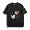 Cartoon Fox and Cat with Butterflies Graphic T-Shirt