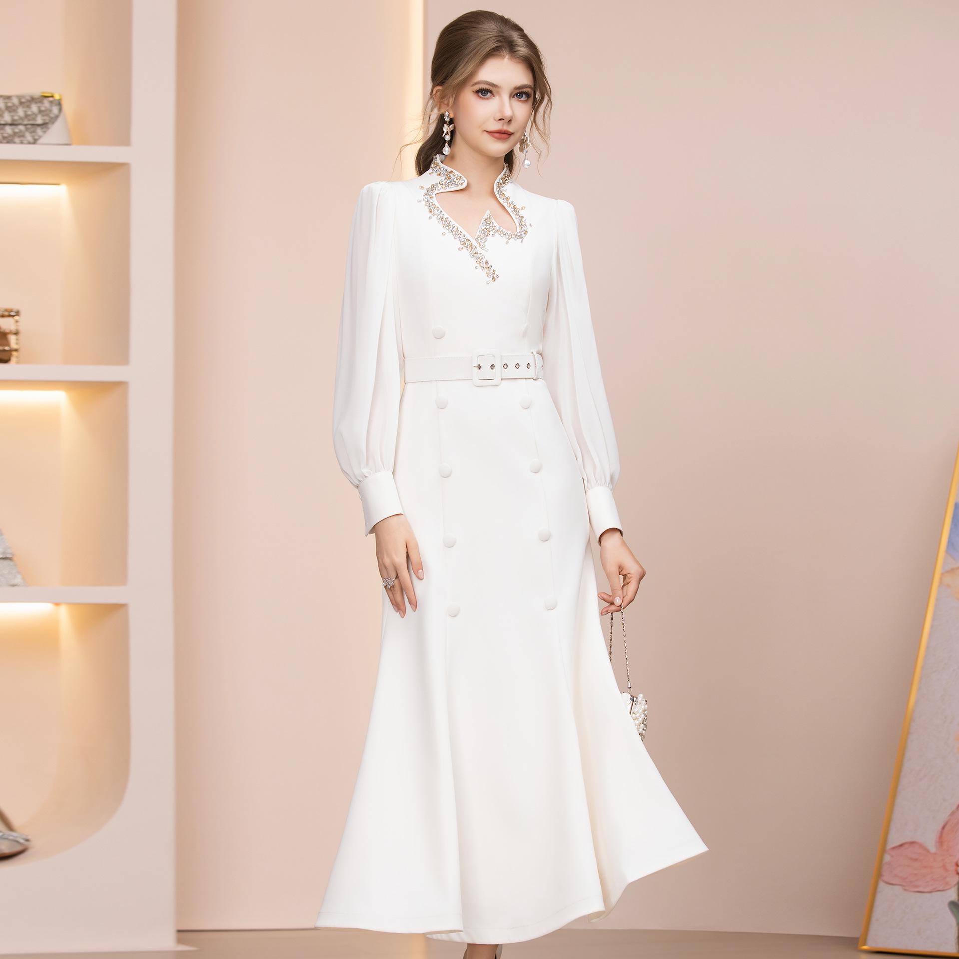 Zhi Li Banquet Dress: Light Luxury Sequin & Rhinestone Mermaid Skirt, Long Sleeve, Fitted Waist - 2026 Spring Collection. S