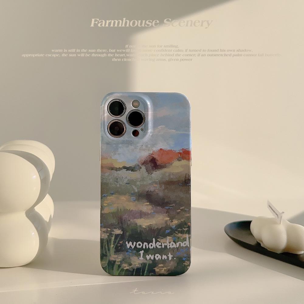 Oil Painting Garden 13 Suitable for Iphone14 Apple Phone Case 11 Premium 12 Philin Shell 15 Promax Niche 16