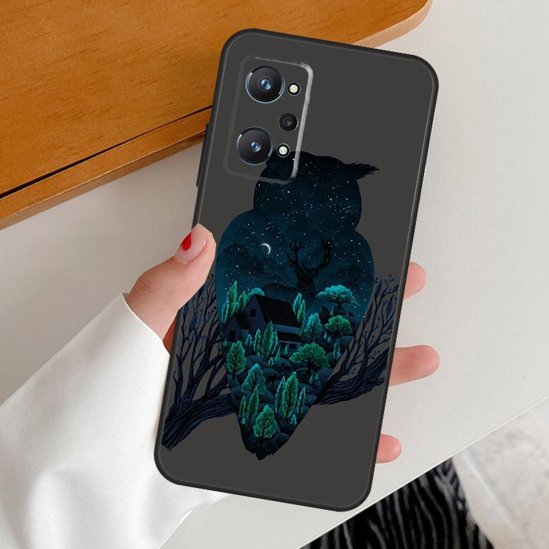 Owl Watercolor Animal For Realme GT7 GT6 15 Pro 10 11 12 13 14 Pro Plus C65 C63 C61 C55 C51 C53 C35 C75 C67 Case