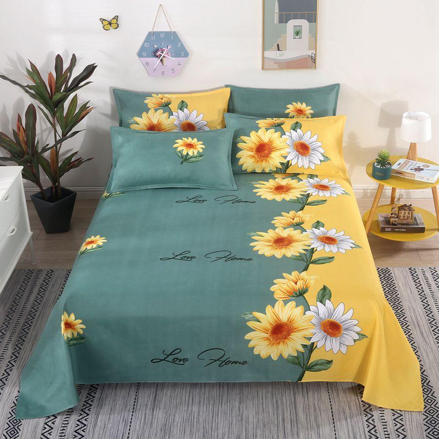 Simple Printed Simple Bed Sheet Single Piece Dormitory Pure Polyester Washed Cotton Single Double Bed Sheet