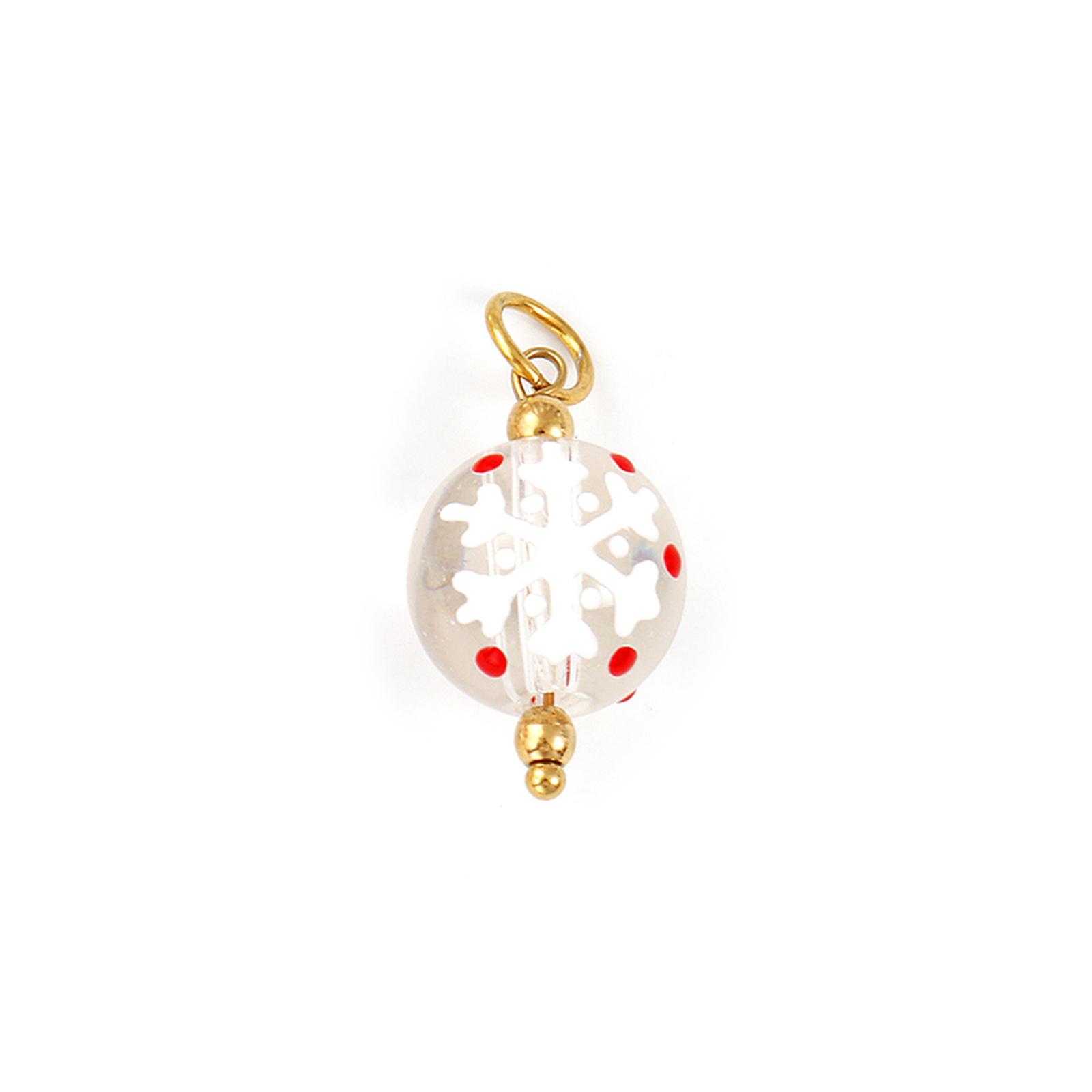 

2 PCs 304 Stainless Steel & Resin Christmas Charms Enamel Ball Pendants For Keychains Necklace DIY Jewelry Making 25mm x 12mm