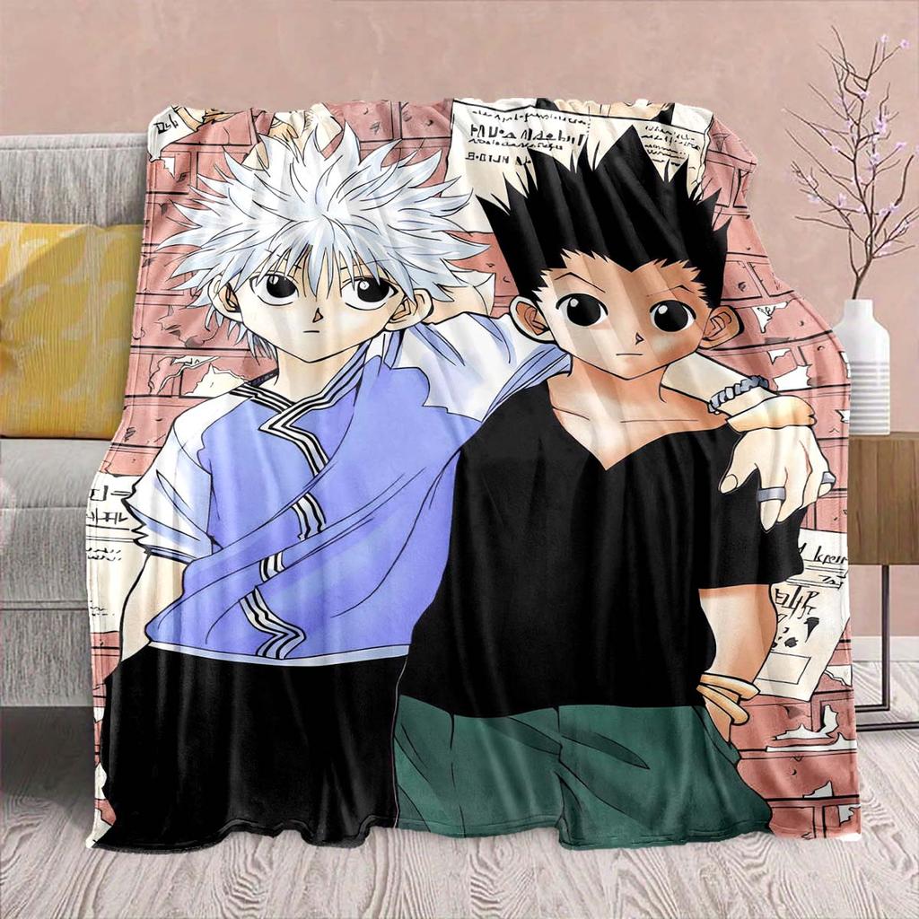 Hunter x Hunter Anime Flannel Blanket – Soft & Warm – Perfect for Sofa, Bedding, Camping, Travel, Office, & Home Decor – QJY