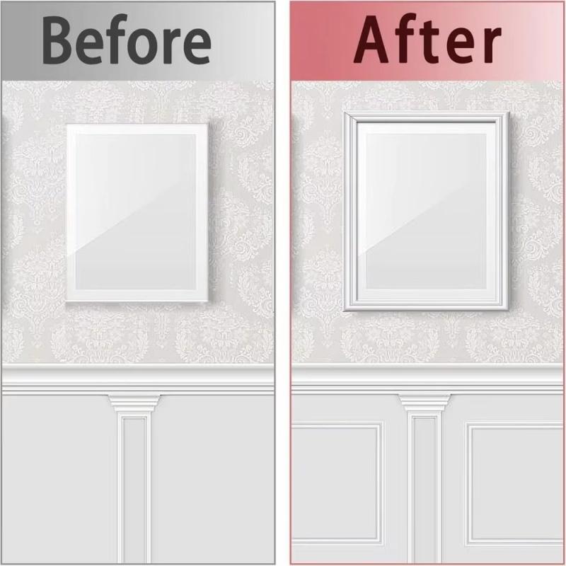 Elegant Self-Adhesive 1 Roll Decorative Strips Picture Frame Shape Flexible Peel and Stick Trim for Wall Floor Furniture Cabinet