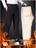 Men's Thickened Fleece-Lined Lambswool Winter Sweatpants - Warm Cotton Outerwear Pants, 86