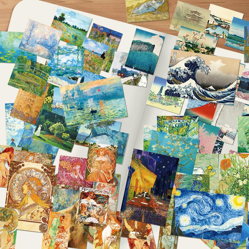 40pcs/Set Stickers Paintings Van Gogh Monet Decorative Decal Adhesive Seal for DIY Diary Album Stationery School Supplies