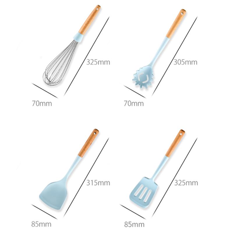 Neues blaues Silikon-Küchengeschirr, Antihaft-Kochwerkzeug, Spatel, Schöpfkelle, Schneebesen, Schaufel, Suppe, Kochgeschirr, Utensilien, Küchen-Kochgeschirr