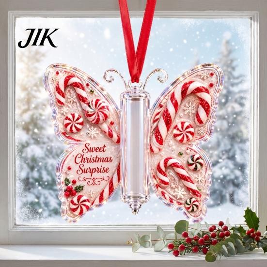 Holiday Party Supplies Christmas Cash Gift Ornament, Acrylic Butterfly Money Holder with Built?in Present Clear Compartment, Hanging Ornament