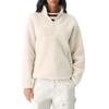 Damen Half-Zip Pullover Fleecejacke Langarm Stehkragen Sherpa Sweatshirt mit Taschen Herbst Flauschige Warme Oberbekleidung