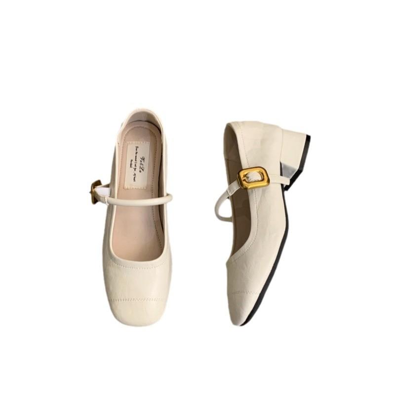 Französischer Abendwind leichter Mund Einzelne Schuhe Damen dicker Absatz 2025 Herbst neu Koreanische Version kleine Lederschuhe Retro mittlerer Absatz Mary Jane Schuhe