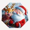 1pc Christmas Santa Claus & Reindeer Automatic Folding Umbrella, Portable 3-Fold Design with 8-Rib Iron Frame, Perfect Outdoor Gift for Fans, Traveler