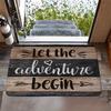 Let The Adventure Begin Doormat Vintage Wood Grain Arrow Heart Print Floor Mat Home RV Entrance Decor Welcome Mat