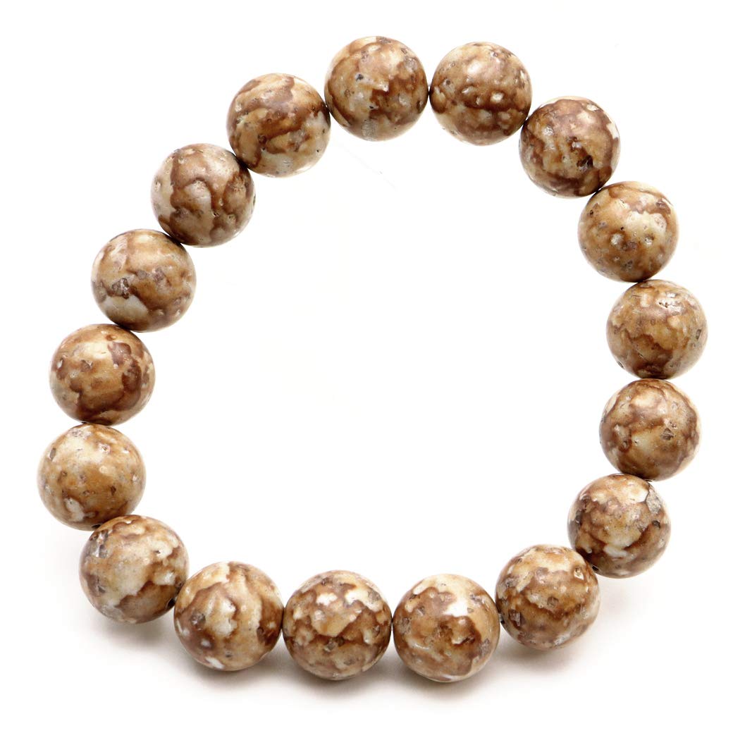 

Himekawa Medicinal Stone Bracelet 12mm Made in Niigata Prefecture Japanese Famous Stone with Certificate Inner Diameter 21cm [GOLD STONE] Itoigawa, бежевый