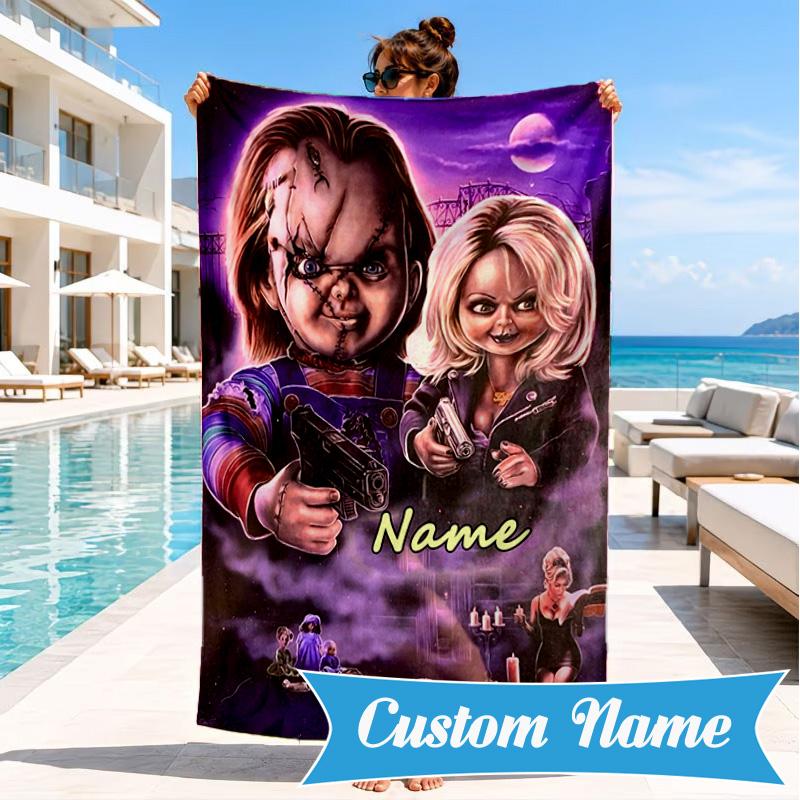 Custom Name Chucky Beach Towel, Soft Quick-Dry Beach Towel, Ideal for Pool, Camping, Perfect Travel Essential Gift