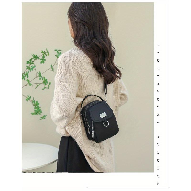 Borsa a tracolla con cerniera tinta unita, Portamonete versatile, Borsa a spalla da donna per lo shopping