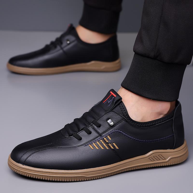 Hot casual men's shoes spring new men's soft-soled non-slip one-pedal leather shoes fashion casual leather shoes