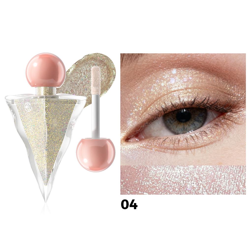 6-kleurige Driehoek Vloeibare Oogschaduw, Parelmoer Fijn Glitters, Heldere en Glanzende Vloeibare Oogschaduw, Gezichtsmake-up, Roze Paarse Sexy Oogschaduw