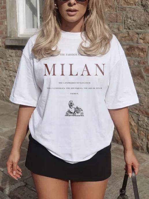 Oversized Y2K print T-shirt: Milan Fashion XL