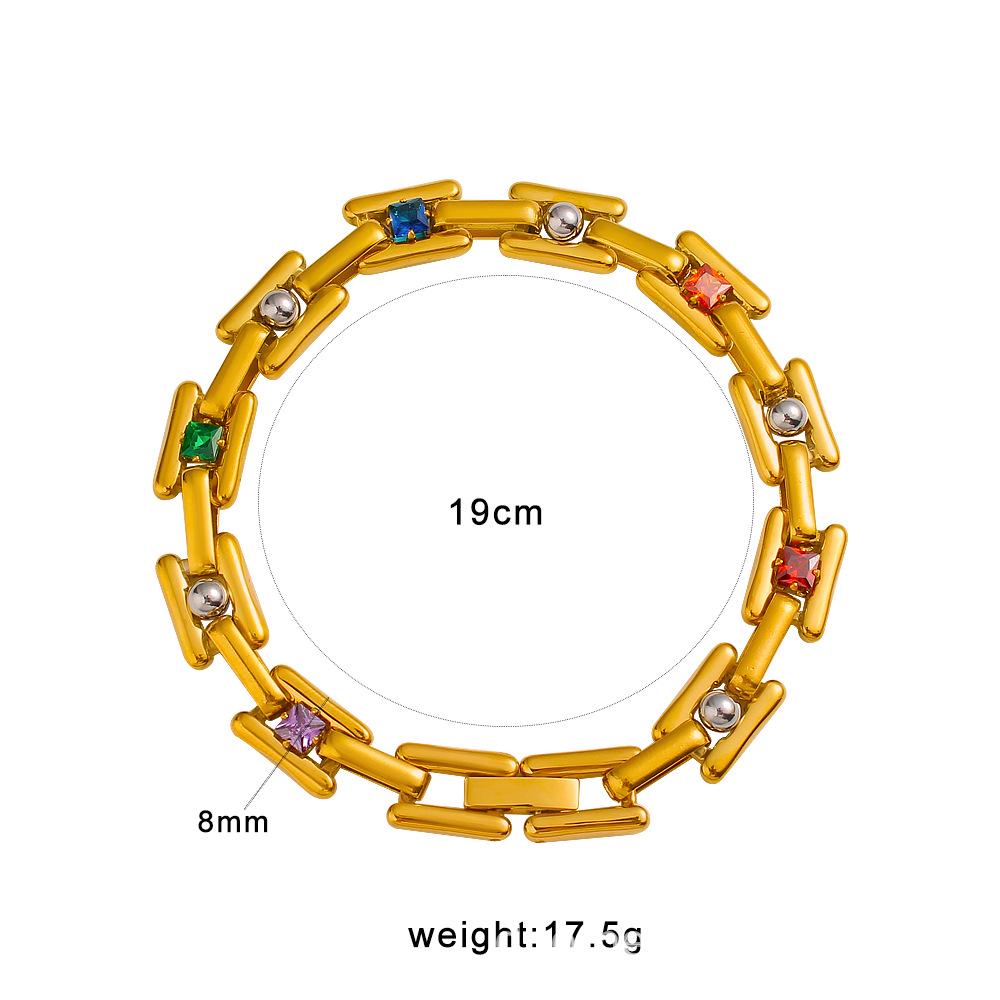 Meishiduo Elegant Jewelry Set: Stainless Steel Mouth-Shaped Clasp Bracelet  Interlocking Square Necklace