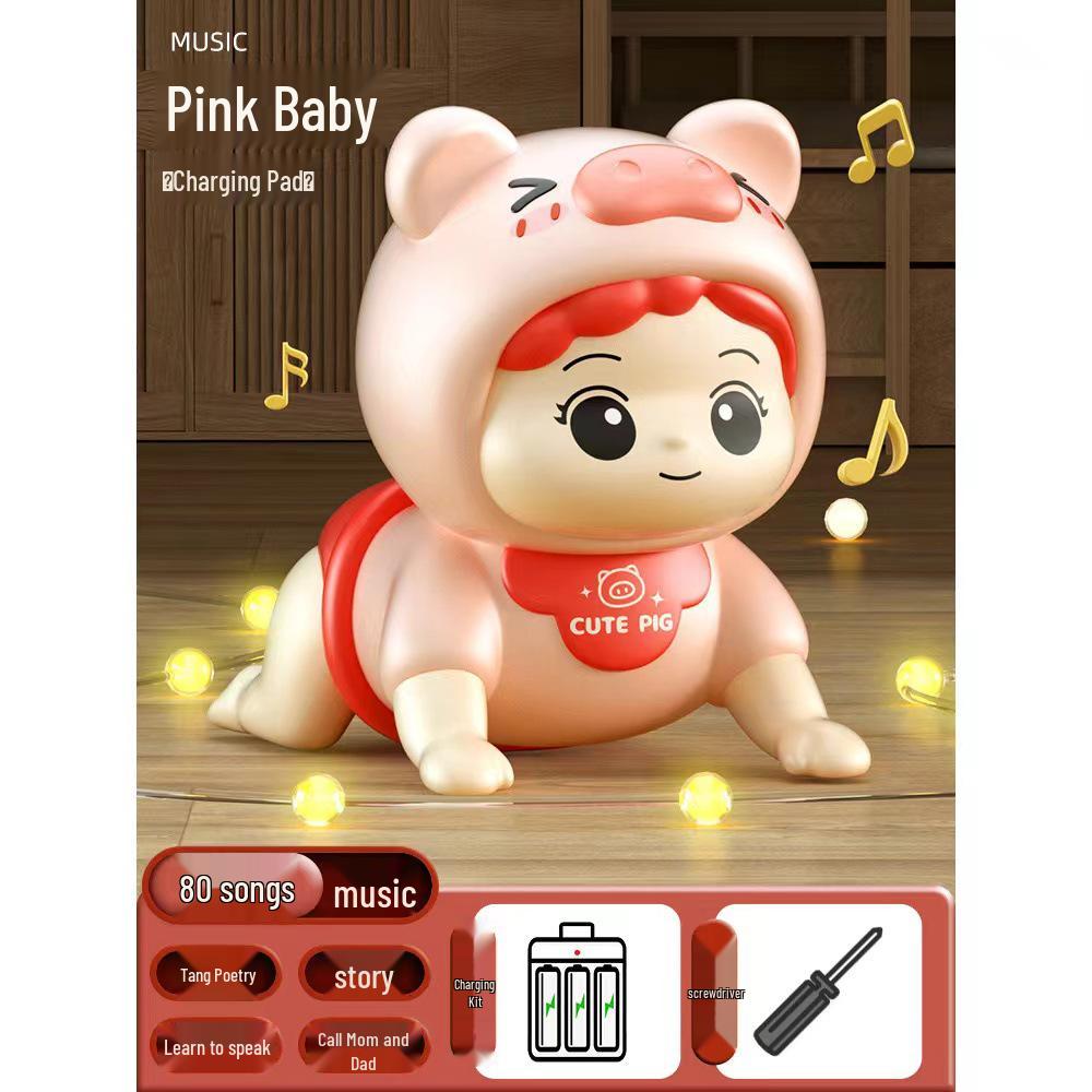 Electric Crawling Baby Doll with Sound: Head Lifting Training Toy for Early Education, 0-1 Year Olds, 6 Months+