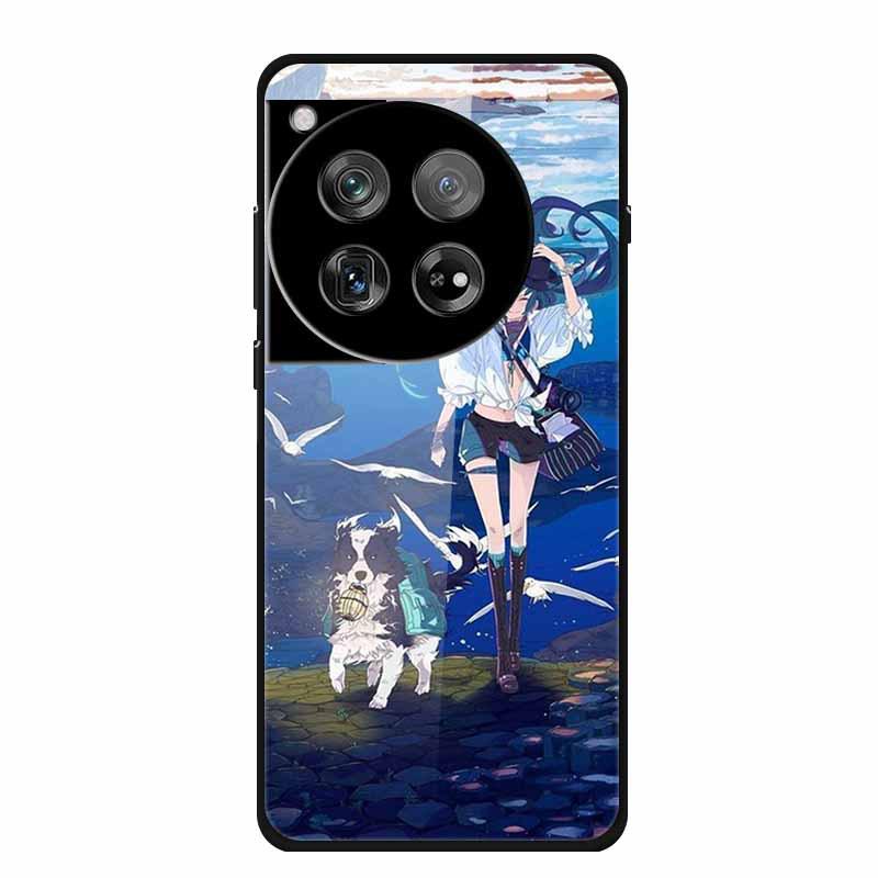 OnePlus 12 Case Tempered Glass Customized Colorful Golden Fruit Design