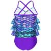 2Pcs Bikini Mermaid Swimwear Children Girls Spaghetti Straps Swim Top with Bottoms Ruffle Swimsuit