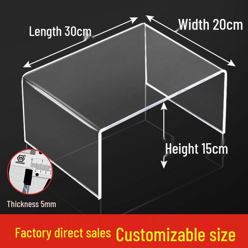 Acrylic U-Shaped Shelf Display Stand with Layered Dividers for Figures, Blind Boxes, Bags, and Cosmetics.