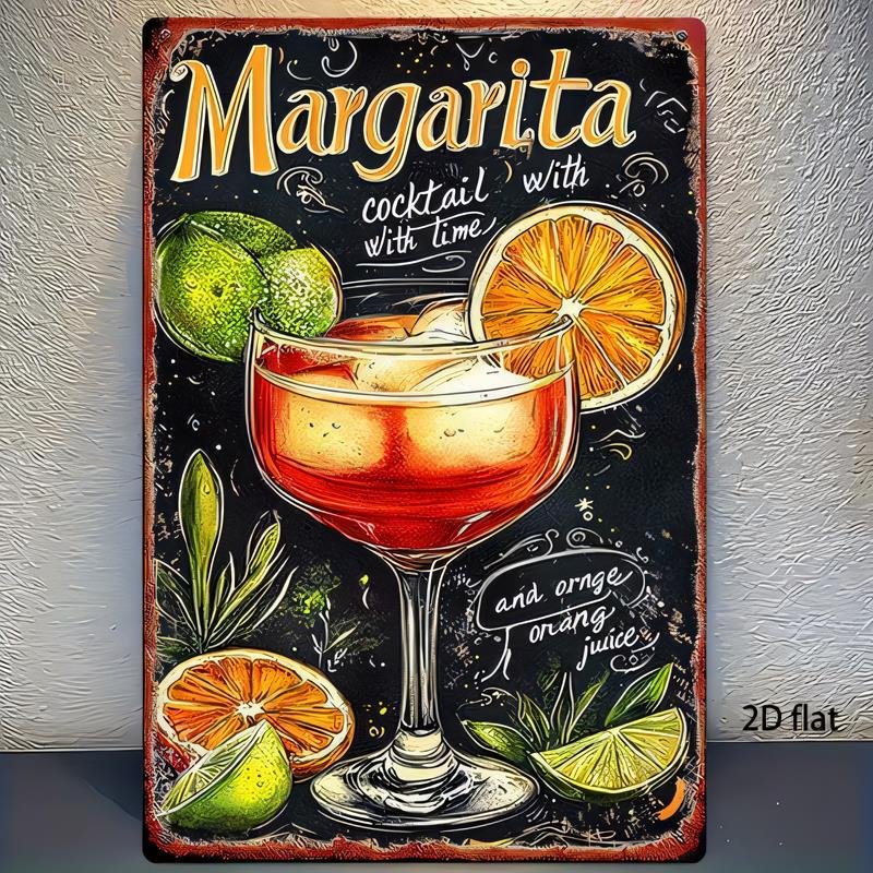 Tin Sign Margarita Cocktail With Lime Orange Juice Vintage Metal Poster  Bar Decor Funny Wall Art Man Cave Pub Restaurant Kitche