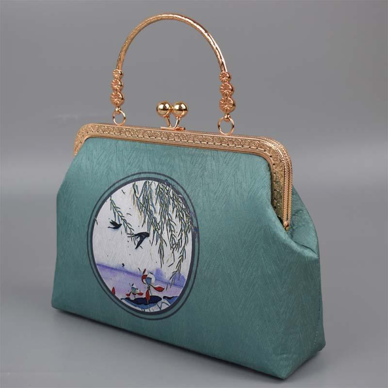 Handgefertigte Stoff Chinesische Goldtasche tragbare Messenger-Kette Schneiden Salon Teambuilding-Klasse Lehrmaterialtasche