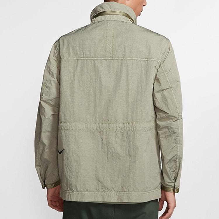 Nike Solid Color Woven Jacket With Large Pockets And Windproof Design Men Outerwear Gray Green BV4431-371