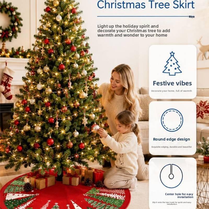 Christmas Tree Skirt Short Plush Decor With Bell Pattern For Holiday Festive Decor